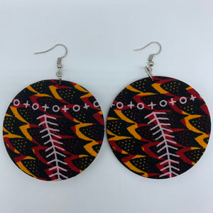 African Print Earrings-Round M Black Variation 7 - Lillon Boutique