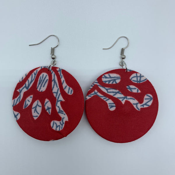 African Print Earrings-Round S Red Variation - Lillon Boutique