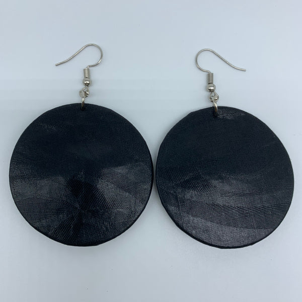 African Print Earrings-Round S Black Variation 5 - Lillon Boutique