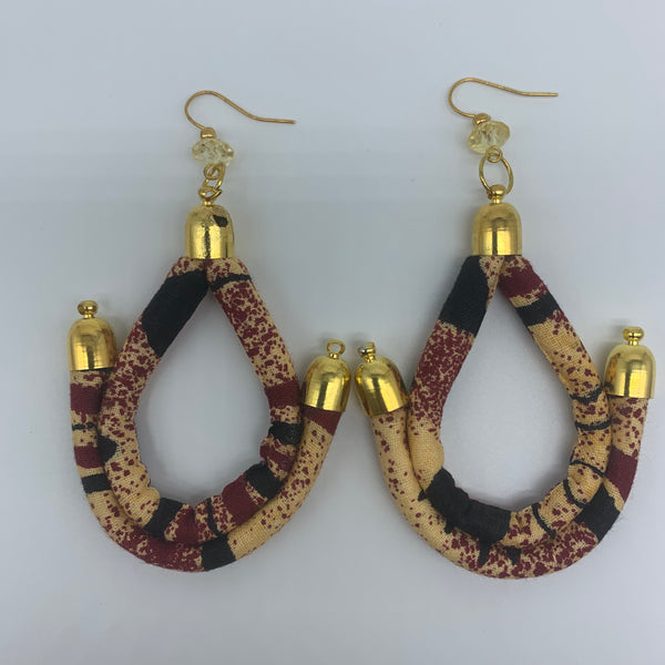 African Print Earrings-Anchor Beige Variation - Lillon Boutique