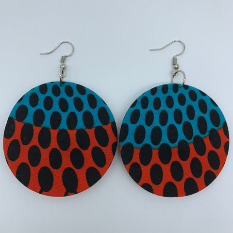 African Print Earrings-Round M Red Variation 6 - Lillon Boutique