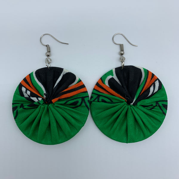 African Print Earrings-Round S Green Variation 13 - Lillon Boutique