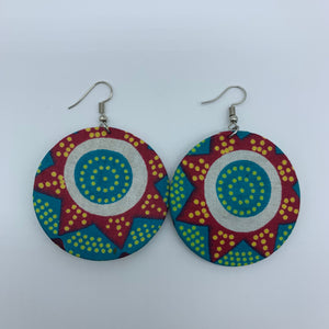 African Print Earrings-Round S Blue Variation 4 - Lillon Boutique
