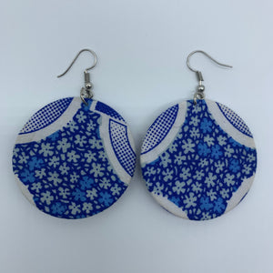 African Print Earrings-Round S Blue Variation 3 - Lillon Boutique