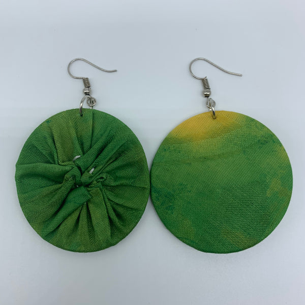 African Print Earrings-Round S Green Variation 6 - Lillon Boutique