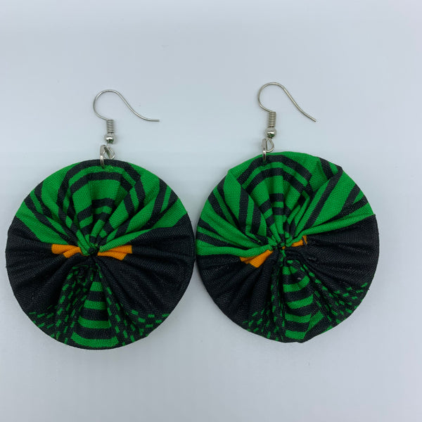 African Print Earrings-Round S Green Variation 14 - Lillon Boutique