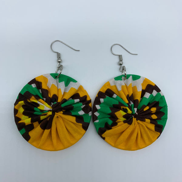 African Print Earrings-Round S Yellow Variation 5 - Lillon Boutique