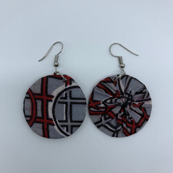 African Print Earrings-Round XS Grey Variation - Lillon Boutique