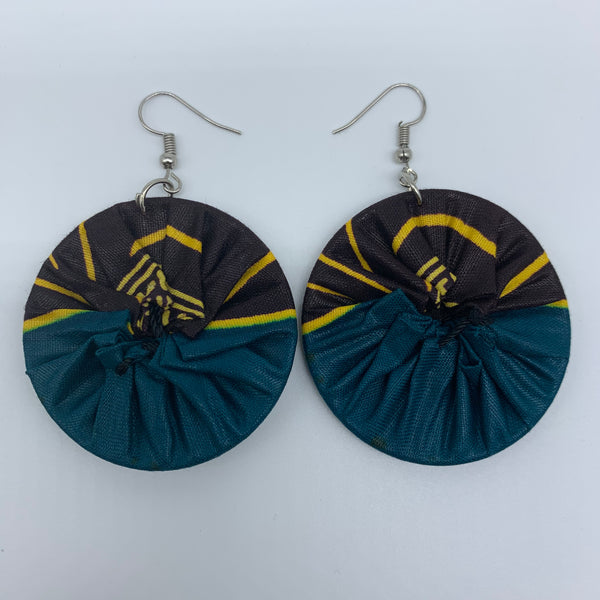 African Print Earrings-Round S Blue Variation 12 - Lillon Boutique