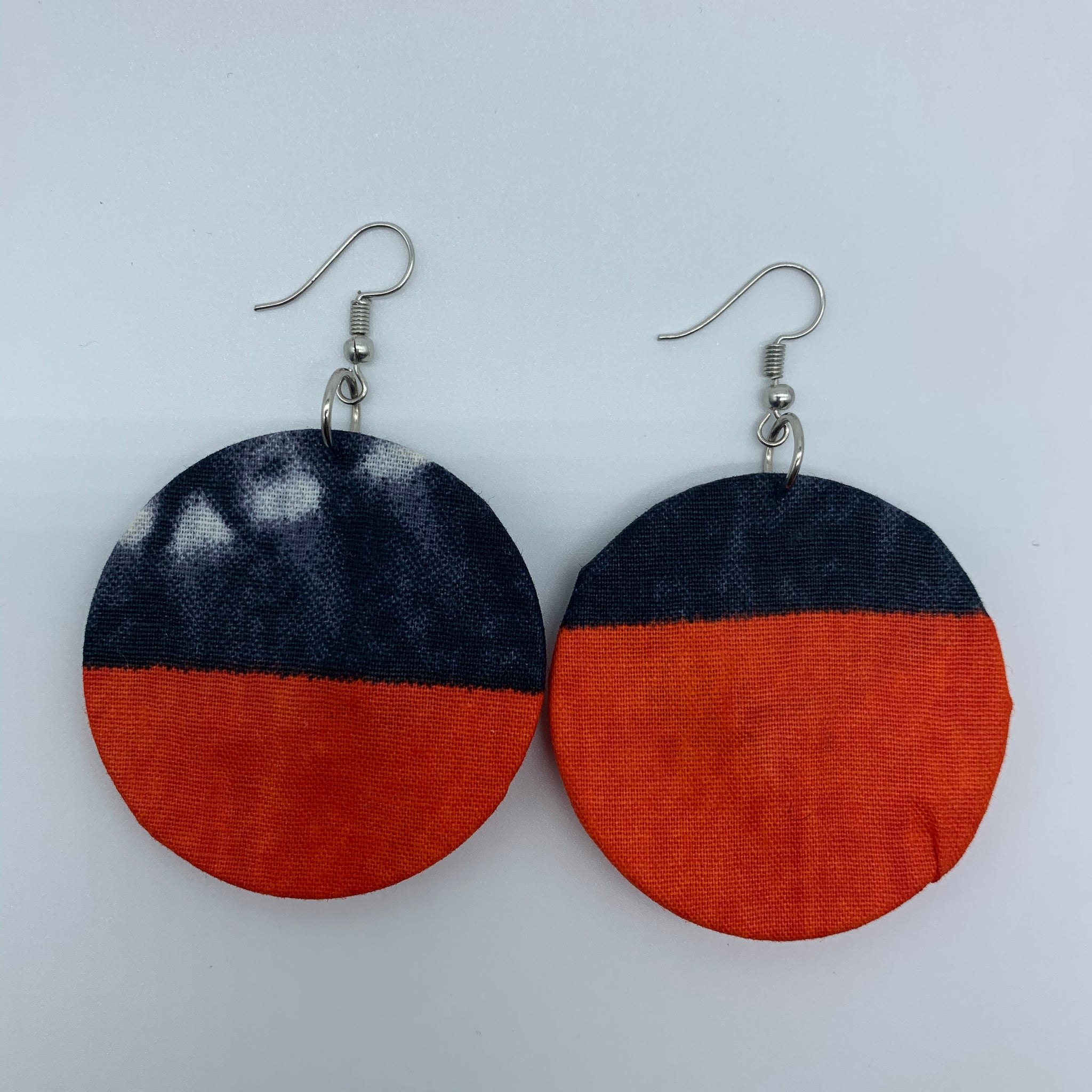 African Print Earrings-Round S Orange Variation 3 - Lillon Boutique