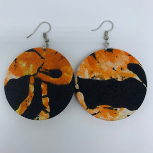 African Print Earrings-Round S Orange Variation 10 - Lillon Boutique