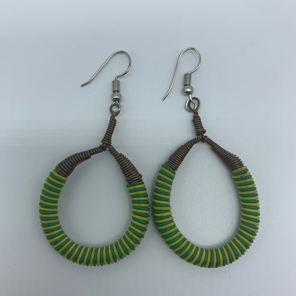 Telephone Wire W/Metal Wire Earrings-Green Variation - Lillon Boutique