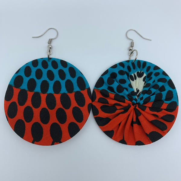 African Print Earrings-Round M Red Variation 6 - Lillon Boutique