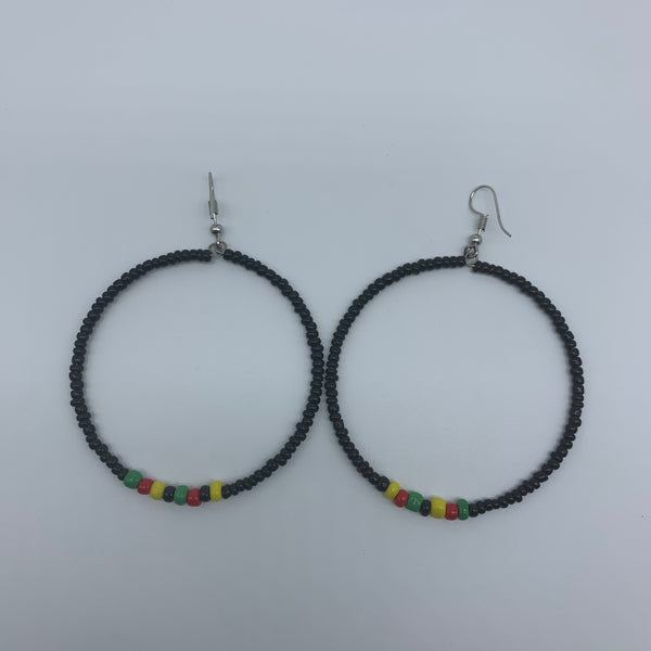 Beaded Earrings-Hoop Black Variation - Lillon Boutique