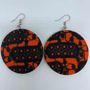 African Print Earrings-Round S Orange Variation 12 - Lillon Boutique