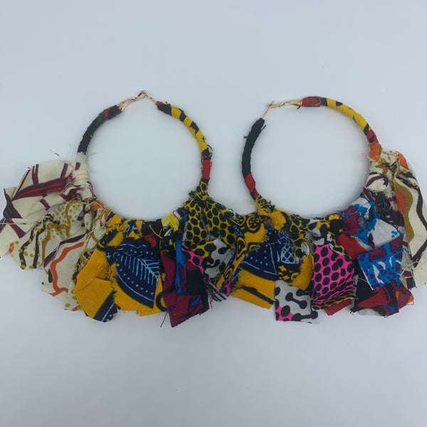African Print Earrings-Zoba Zoba Hoops Red Variation 2 - Lillon Boutique