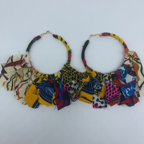 African Print Earrings-Zoba Zoba Hoops Red Variation 2 - Lillon Boutique