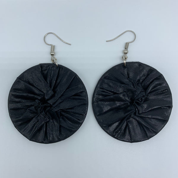 African Print Earrings-Round S Black Variation 5 - Lillon Boutique