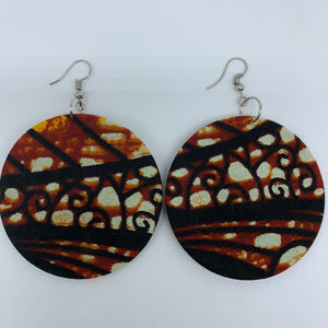 African Print Earrings-Round M Brown Variation 3 - Lillon Boutique