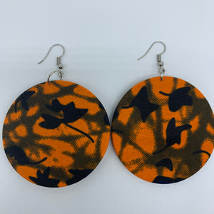African Print Earrings-Round M Orange Variation 2 - Lillon Boutique