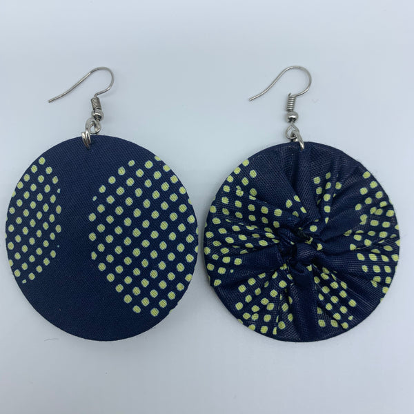 African Print Earrings-Round S Blue Variation 9 - Lillon Boutique