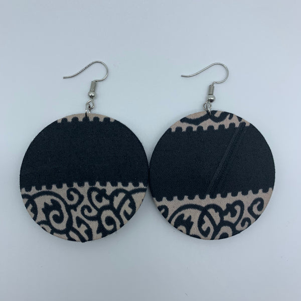 African Print Earrings-Round S Black Variation 2 - Lillon Boutique