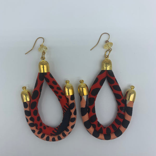 African Print Earrings-Anchor Red Variation - Lillon Boutique