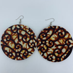 African Print Earrings-Round L Brown Variation - Lillon Boutique