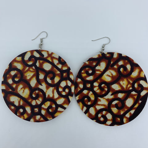 African Print Earrings-Round L Brown Variation - Lillon Boutique