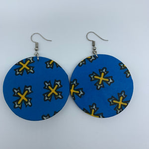 African Print Earrings-Round S Blue Variation 16 - Lillon Boutique