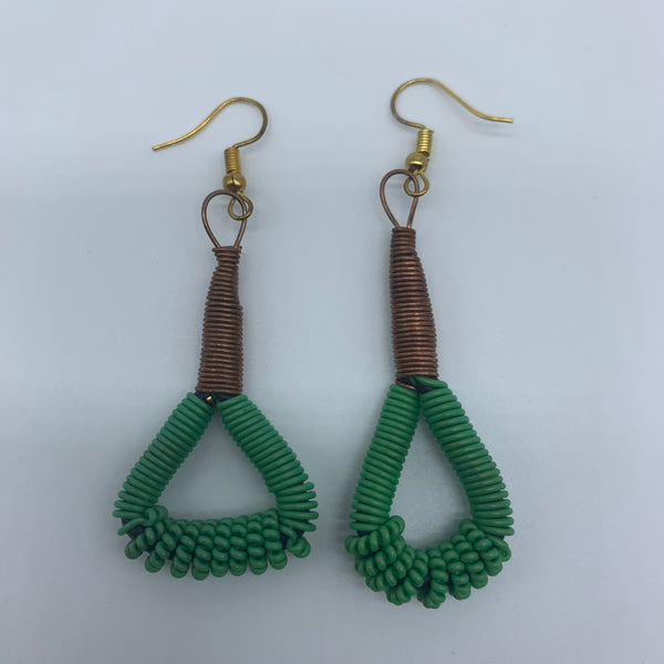 Telephone Wire W/Metal Wire Earrings-Green Variation 2 - Lillon Boutique