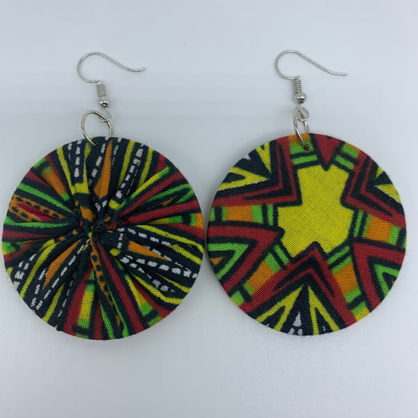 African Print Earrings-Round S Yellow Variation 4 - Lillon Boutique