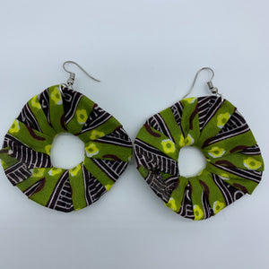 African Print Earrings-Faux Scrunchy Green Variation - Lillon Boutique