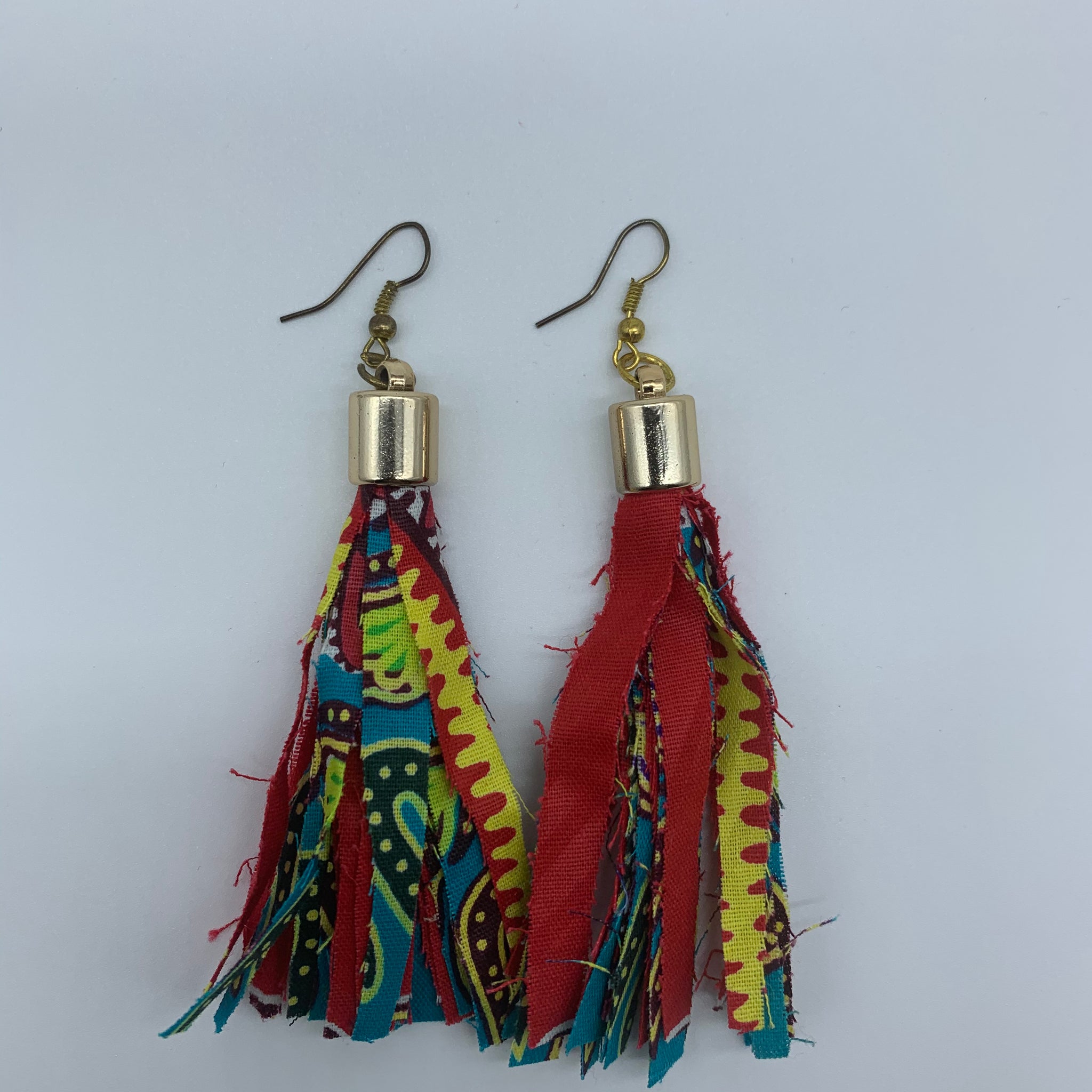 African Print Earrings-Tassel Red Variation - Lillon Boutique