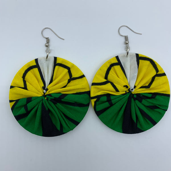 African Print Earrings-Round M Yellow Variation 2 - Lillon Boutique