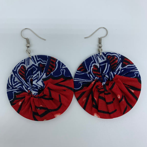 African Print Earrings-Round S Red Variation 15 - Lillon Boutique