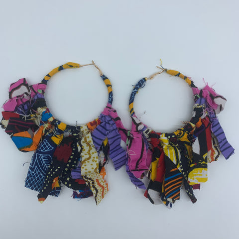 African Print Earrings-Zoba Zoba Hoops Yellow Variation - Lillon Boutique