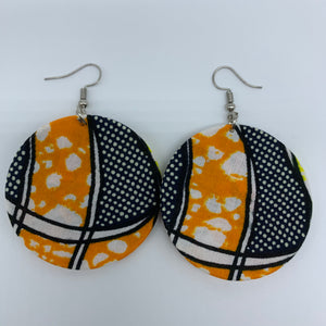 African Print Earrings-Round S Orange Variation 7 - Lillon Boutique