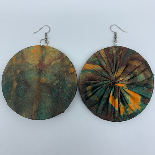 African Print Earrings-Round L Green Variation 5 - Lillon Boutique