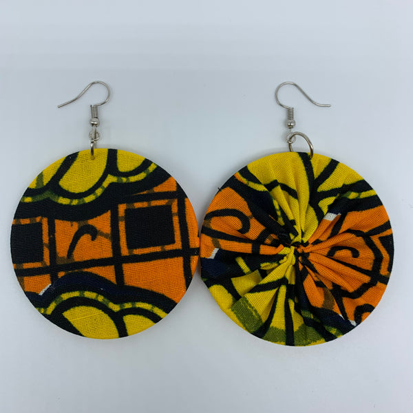 African Print Earrings-Round M Orange Variation - Lillon Boutique