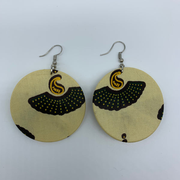 African Print Earrings-Round S Green Variation 12 - Lillon Boutique