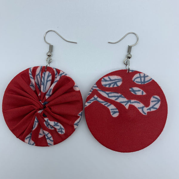 African Print Earrings-Round S Red Variation - Lillon Boutique