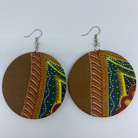 African Print Earrings-Round M Red Variation 10 - Lillon Boutique