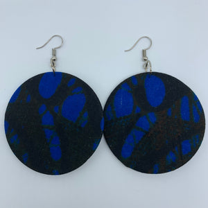 African Print Earrings-Round M Blue Variation 4 - Lillon Boutique