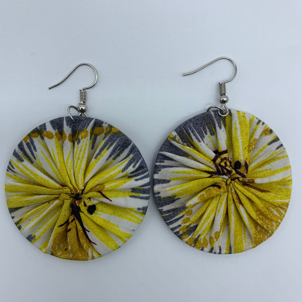 African Print Earrings-Round S Yellow Variation 6 - Lillon Boutique