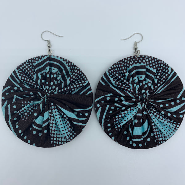 African Print Earrings-Round L Brown Variation 9 - Lillon Boutique