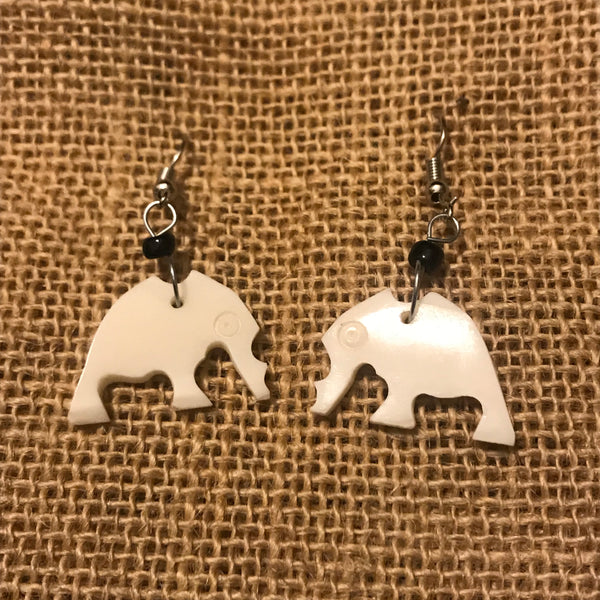 Cow Bone Earrings-Elephant - Lillon Boutique