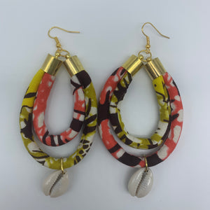 African Print W/Shell Earrings- IC Pink Variation 2 - Lillon Boutique
