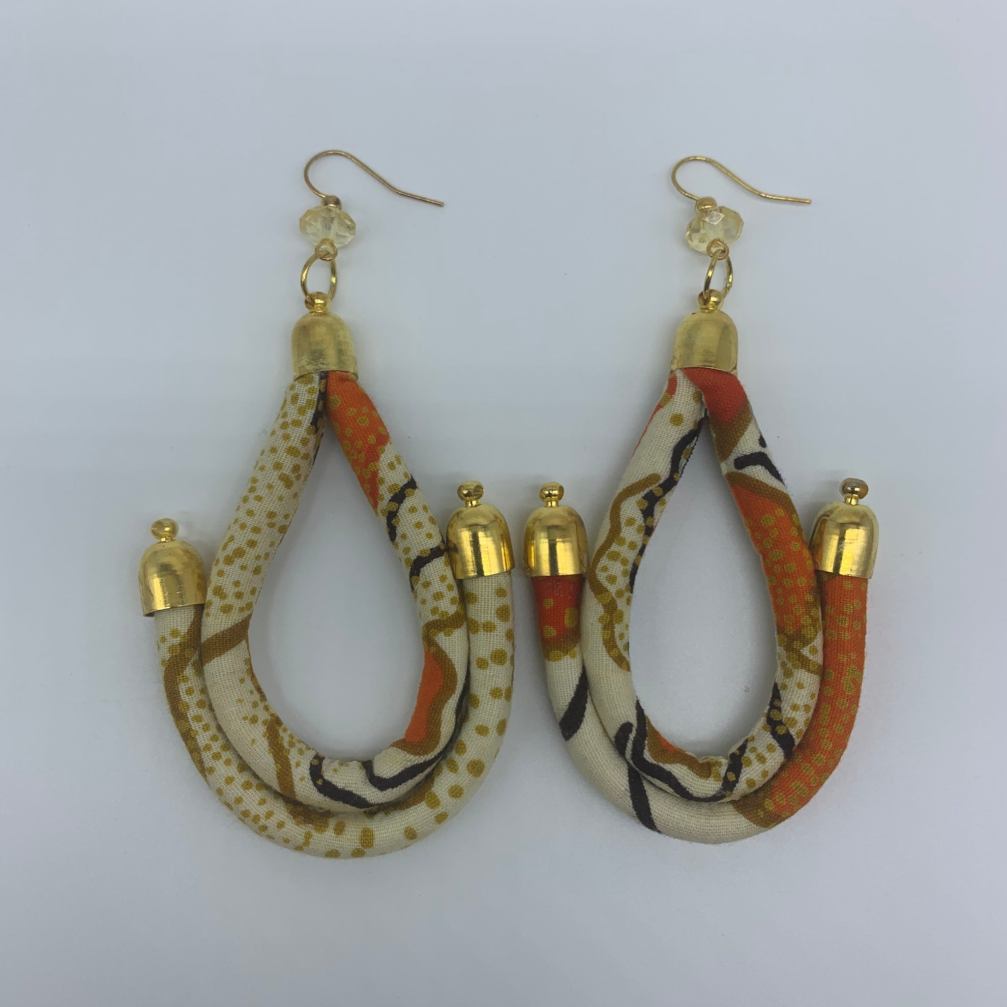 African Print Earrings-Anchor Orange Variation - Lillon Boutique