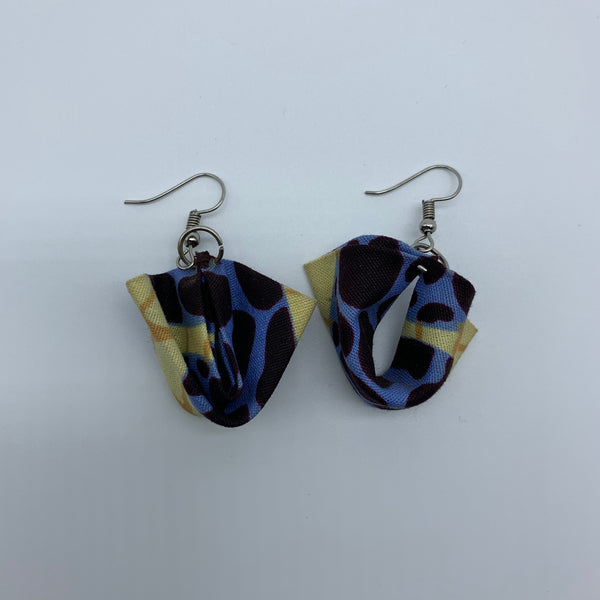 African Print Earrings-Folded Brown Variation - Lillon Boutique